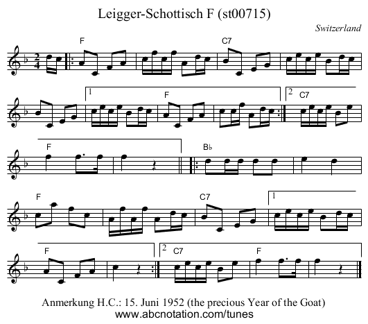 Leigger-Schottisch F (st00715) - staff notation