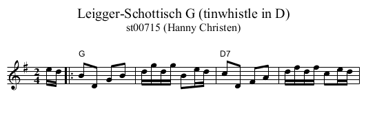 Leigger-Schottisch G (tinwhistle in D) - staff notation
