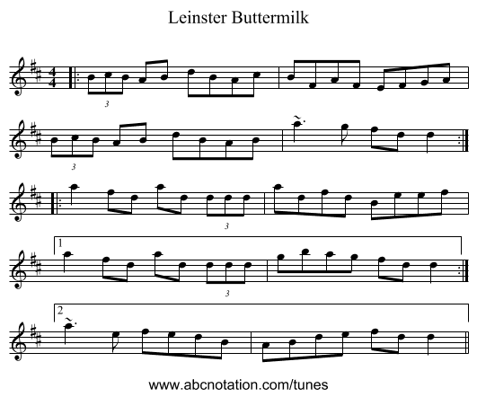 Leinster Buttermilk - staff notation