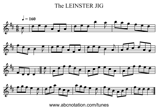 LEINSTER JIG, The - staff notation