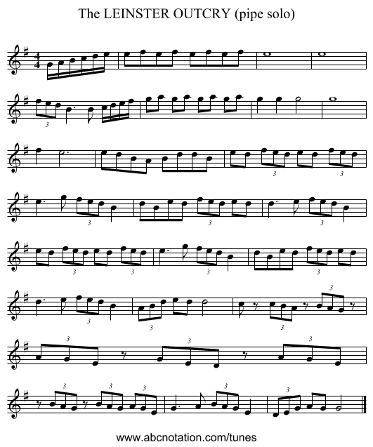 LEINSTER OUTCRY (pipe solo), The - staff notation