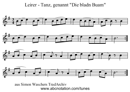 Leirer - Tanz, genannt Die bladn Buam - staff notation