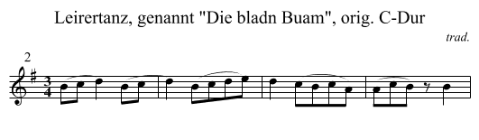 Leirertanz, genannt Die bladn Buam, orig. C-Dur - staff notation