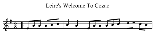 Leire's Welcome To Cozac - staff notation