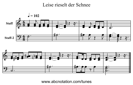Leise rieselt der Schnee - staff notation