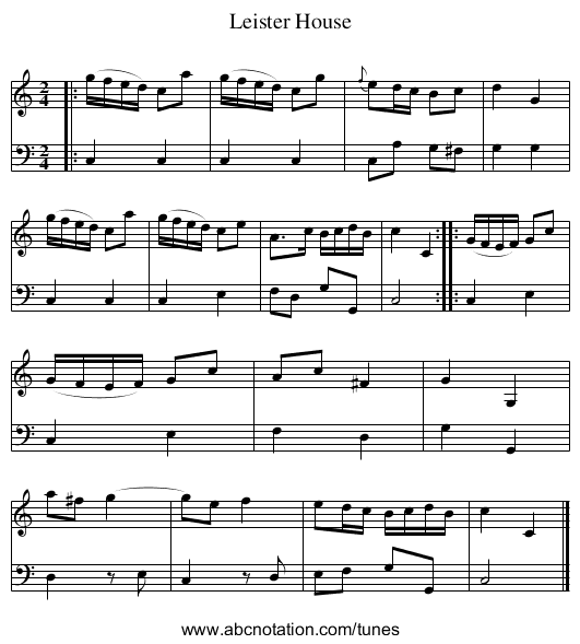 Leister House - staff notation