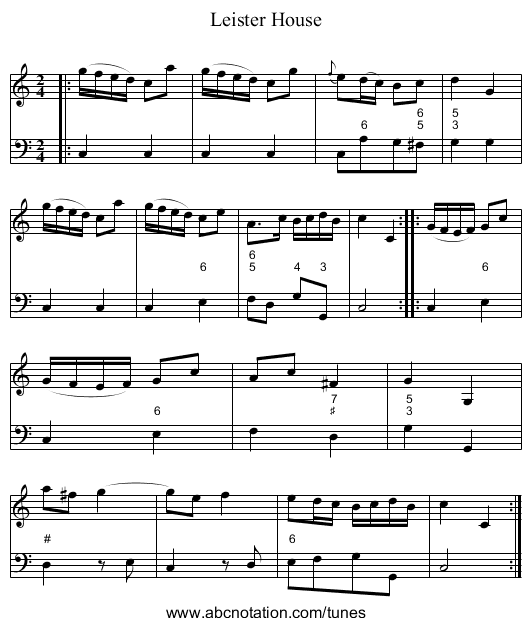 Leister House - staff notation