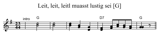 Leit, leit, leitl muasst lustig sei [G] - staff notation