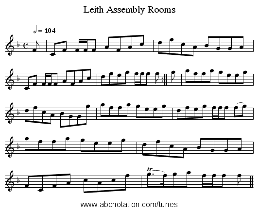 Leith Assembly Rooms - staff notation