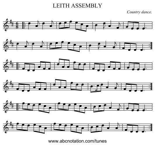 LEITH ASSEMBLY - staff notation