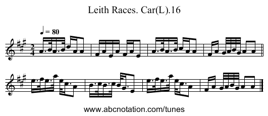 Leith Races. Car(L).16 - staff notation