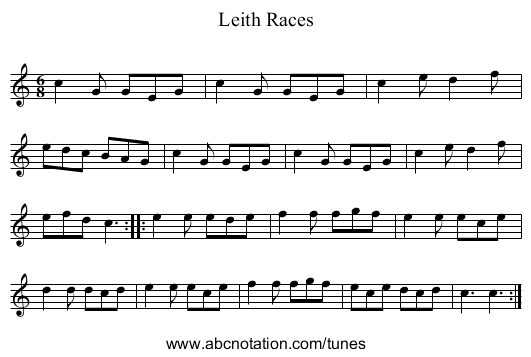 Leith Races - staff notation
