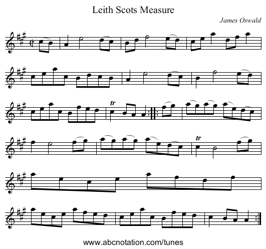 Leith Scots Measure - staff notation