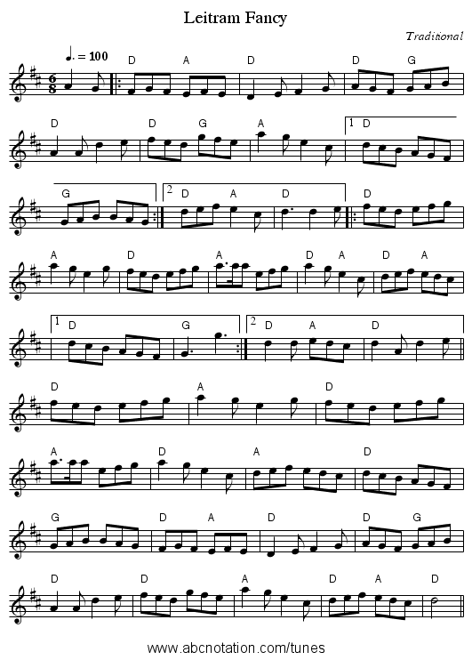 Leitram Fancy - staff notation