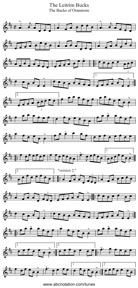 Leitrim Bucks, The - staff notation