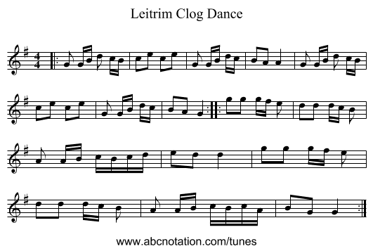 Leitrim Clog Dance - staff notation
