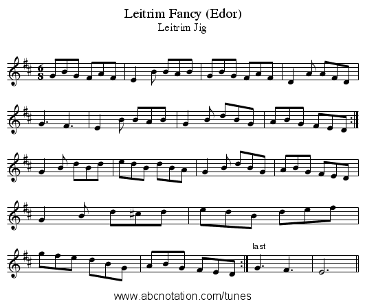 Leitrim Fancy (Edor) - staff notation