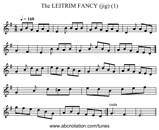 LEITRIM FANCY (jig) (1), The - staff notation