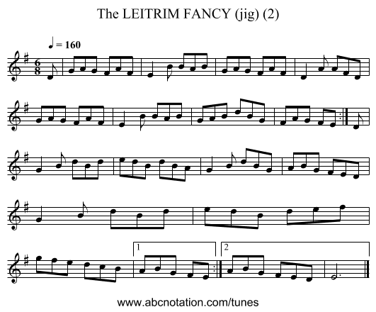 LEITRIM FANCY (jig) (2), The - staff notation