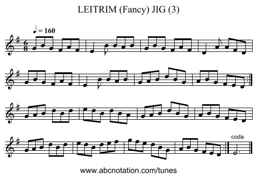 LEITRIM (Fancy) JIG (3) - staff notation