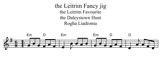 Leitrim Fancy jig, the  - staff notation