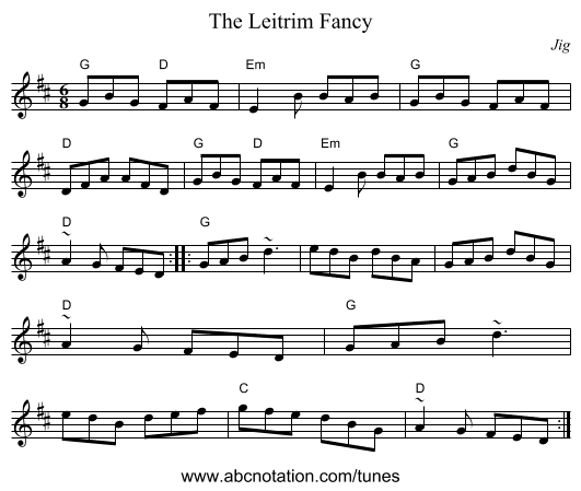 Leitrim Fancy, The - staff notation