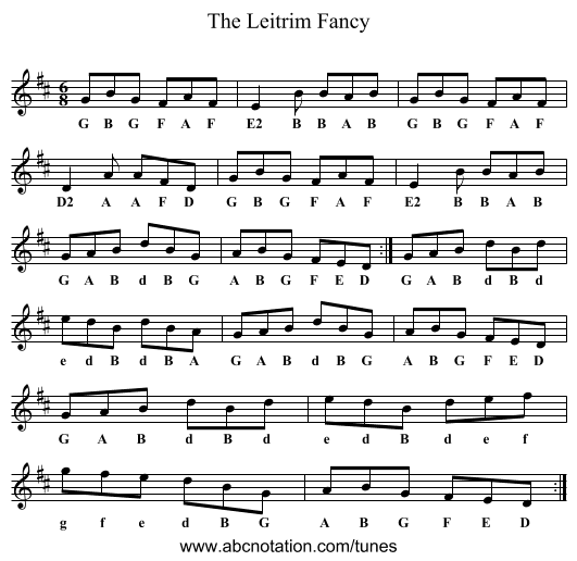 Leitrim Fancy, The - staff notation