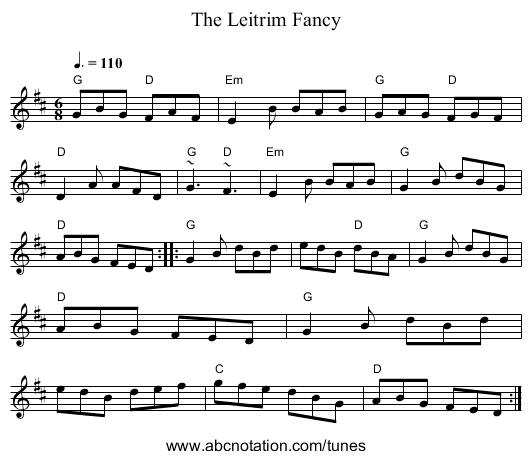 Leitrim Fancy, The - staff notation