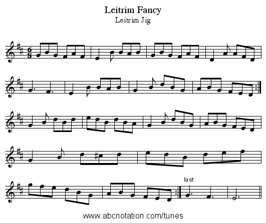 Leitrim Fancy - staff notation