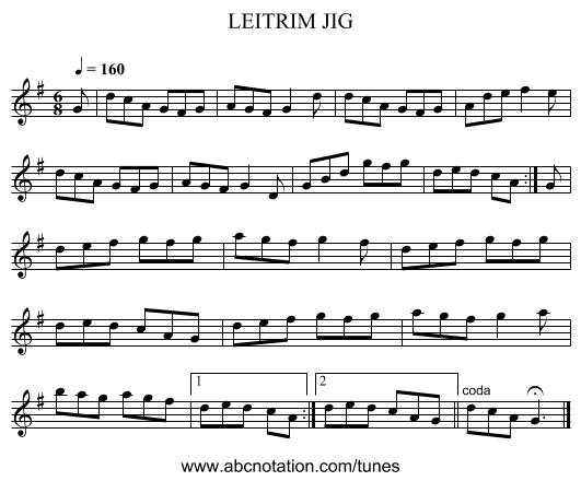 LEITRIM JIG - staff notation