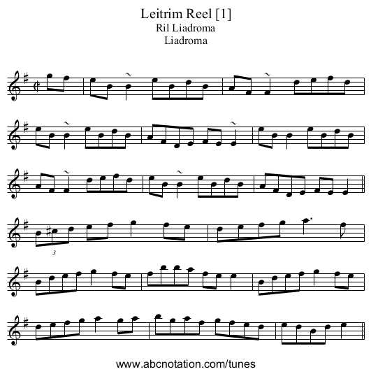 Leitrim Reel [1] - staff notation