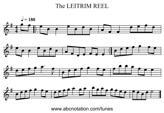 LEITRIM REEL, The - staff notation