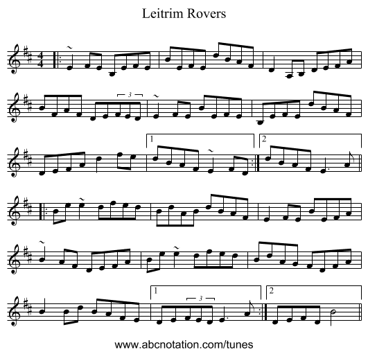 Leitrim Rovers - staff notation