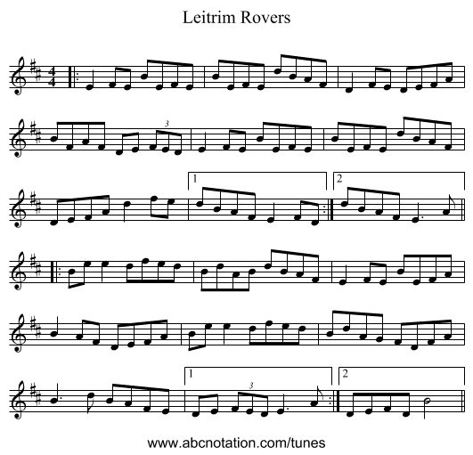 Leitrim Rovers - staff notation