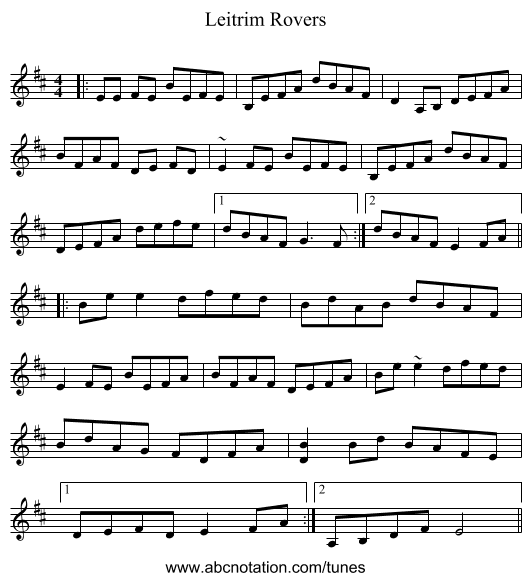 Leitrim Rovers - staff notation