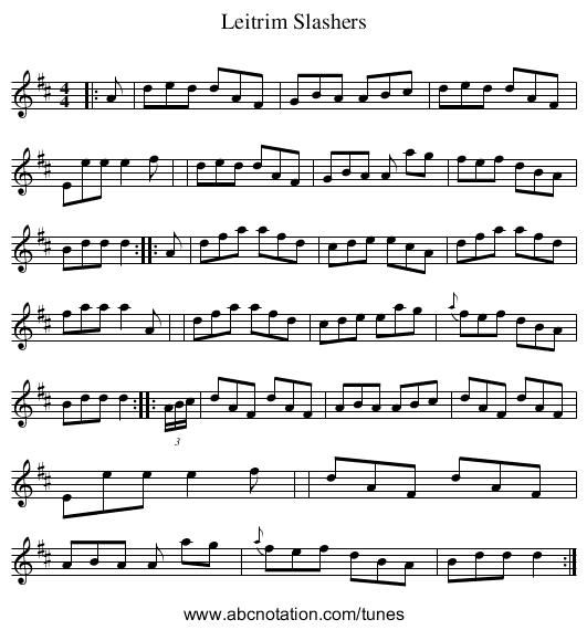 Leitrim Slashers - staff notation