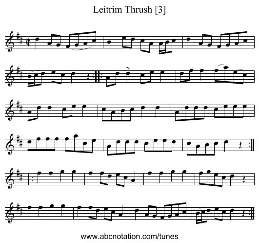 Leitrim Thrush [3] - staff notation
