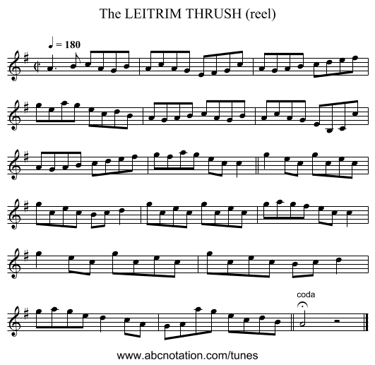 LEITRIM THRUSH (reel), The - staff notation