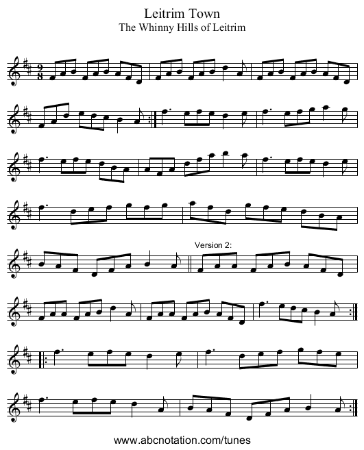 Leitrim Town - staff notation