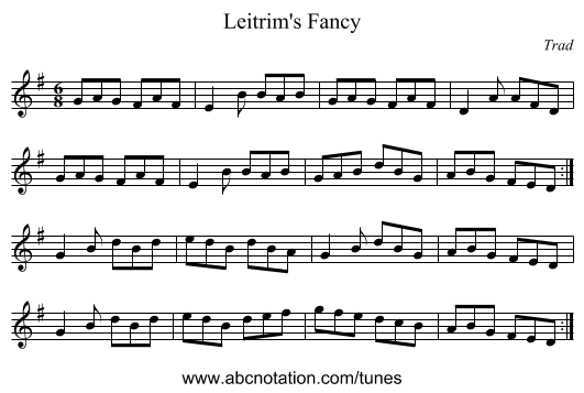 Leitrim's Fancy - staff notation