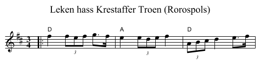 Leken hass Krestaffer Tr&oslash;en (R&oslash;rospols) - staff notation