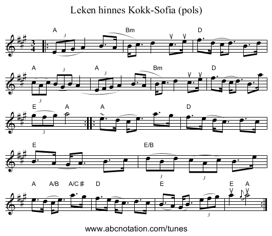 Leken hinnes Kokk-Sofia (pols) - staff notation