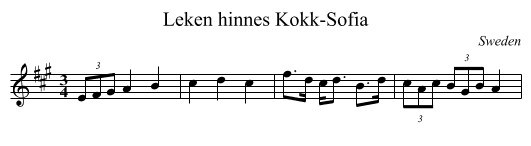 Leken hinnes Kokk-Sofia - staff notation