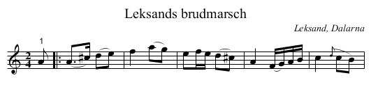 Leksands brudmarsch - staff notation