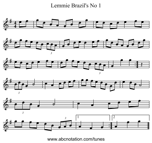 Lemmie Brazil's No 1 - staff notation