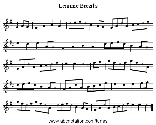 Lemmie Brezil's - staff notation