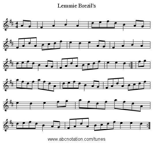 Lemmie Brezil's - staff notation