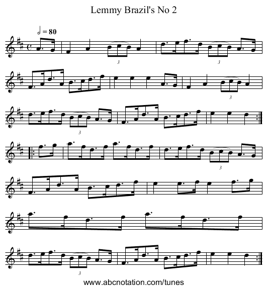 Lemmy Brazil's No 2 - staff notation