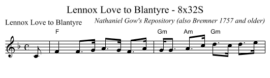 Lennox Love to Blantyre - 8x32S - staff notation
