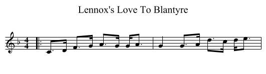Lennox's Love To Blantyre - staff notation